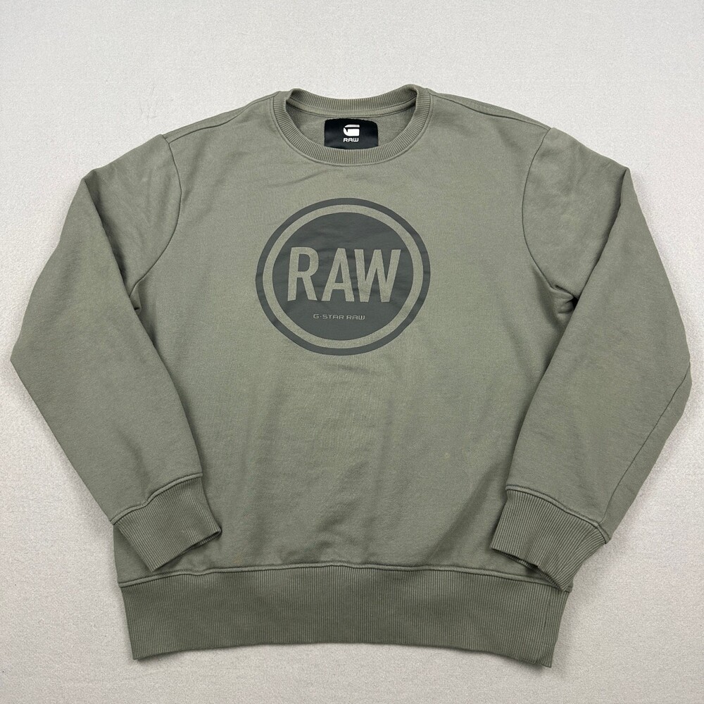 G-Star RAW Sweatshirt Men Large Green Crewneck Graphic Pullover Streetwear L